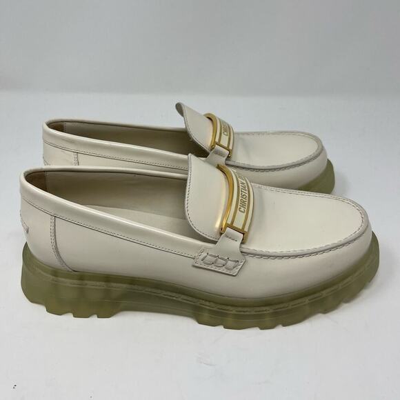 Christian Dior Off White Code Loafer Brushed Calfskin Platform sole Size 39.5 EU - Picture 3 of 9